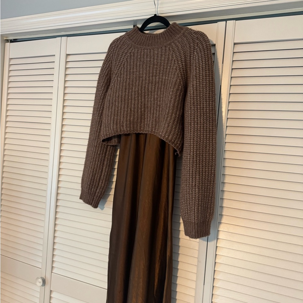 dh NEW YORK Brown Knit Sweater Dress